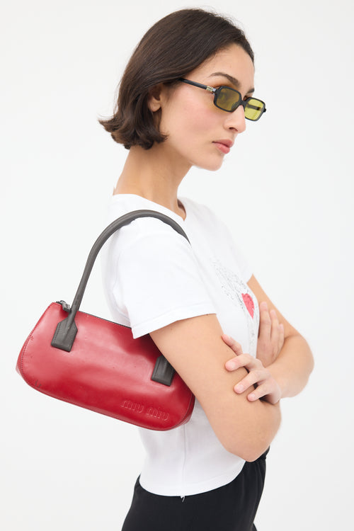 Miu Miu Vintage Red & Brown Leather Logo Bag