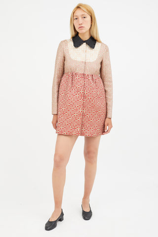 Miu Miu Red & Multicolour Metallic Brocade Jacket