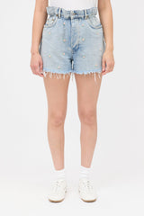 Miu Miu Rose Embroidered Denim Shorts