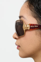 Miu Miu Brown & Gold SMU51G 7FS-3N1 Sunglasses
