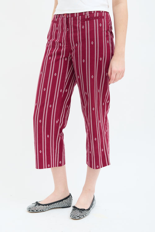 Miu Miu SS 1997 Burgundy Striped Capri