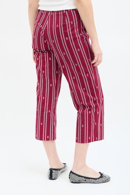 Miu Miu SS 1997 Burgundy Striped Capri