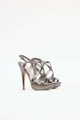 Miu Miu Metallic Embossed Heel