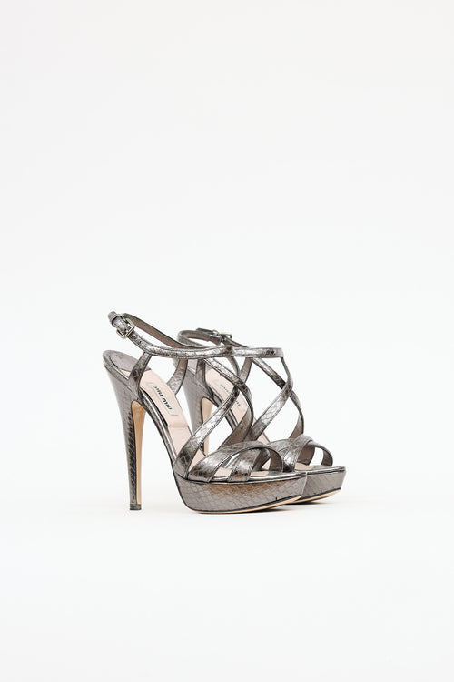 Miu Miu Metallic Embossed Heel