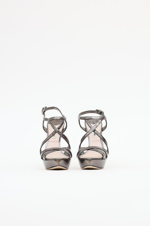 Miu Miu Metallic Embossed Heel