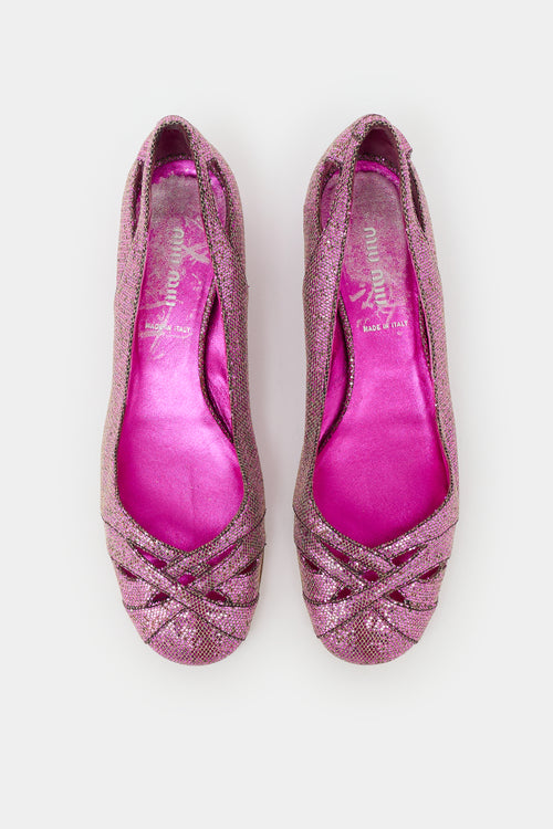 Miu Miu Sparkle Cut Out Flat