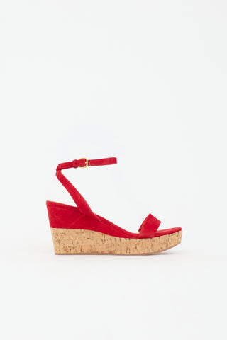 Miu Miu Suede Cork Wedge Sandal