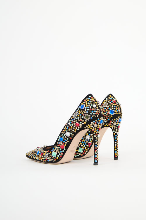 Miu Miu Suede Embellished Pump