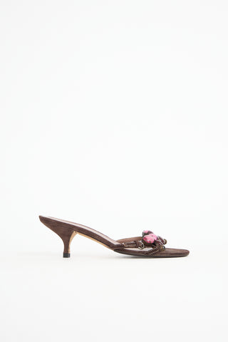 Miu Miu Suede Jewel Sandal