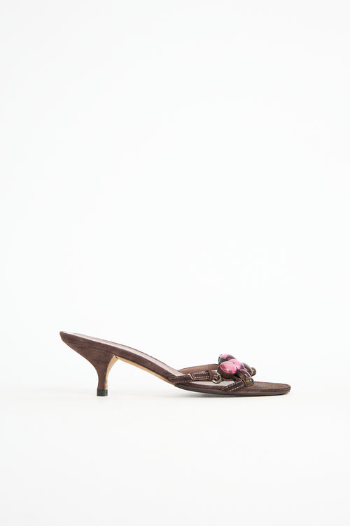 Miu Miu Suede Jewel Sandal