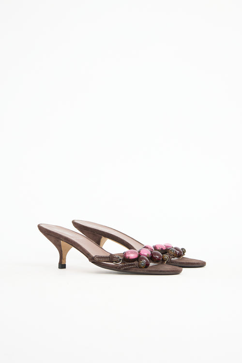 Miu Miu Suede Jewel Sandal