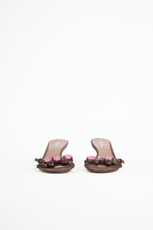 Miu Miu Suede Jewel Sandal