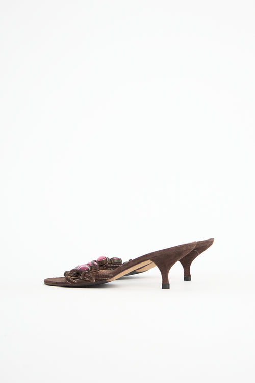Miu Miu Suede Jewel Sandal
