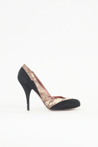 Miu Miu Suede & Printed Leather Pump