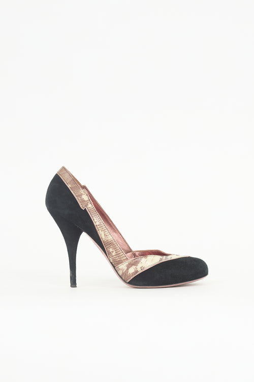 Miu Miu Suede & Printed Leather Pump