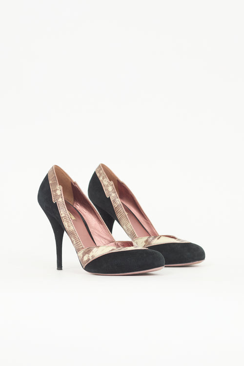 Miu Miu Suede & Printed Leather Pump