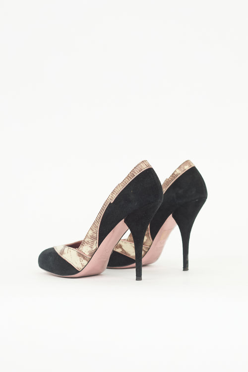 Miu Miu Suede & Printed Leather Pump