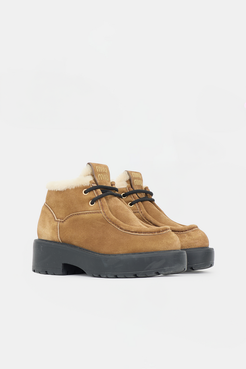 Miu Miu Suede & Shearling Boot