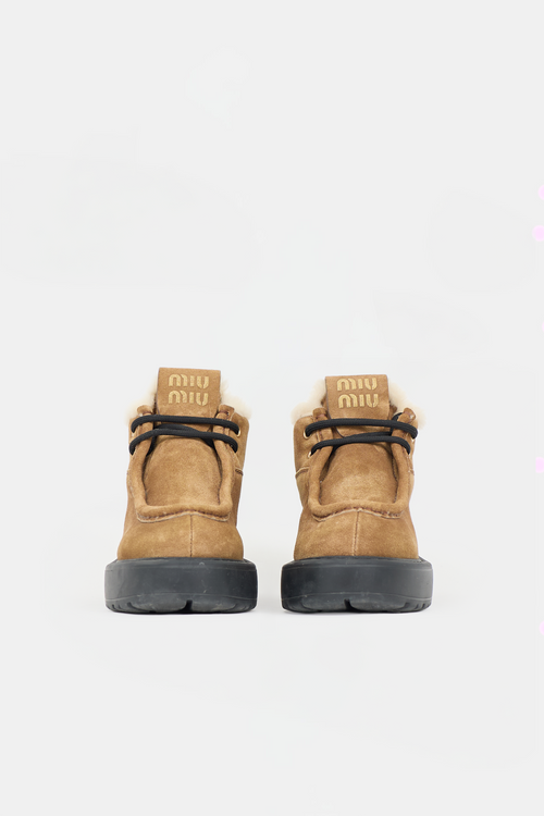 Miu Miu Suede & Shearling Boot