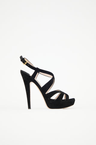 Miu Miu Suede Strappy Platform Heel