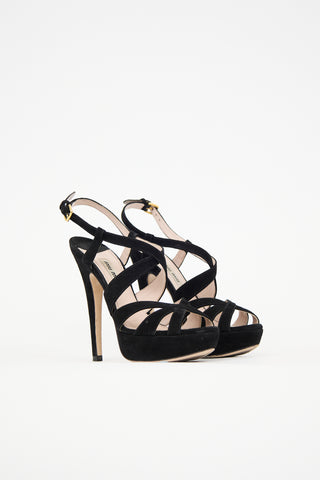 Miu Miu Suede Strappy Platform Heel