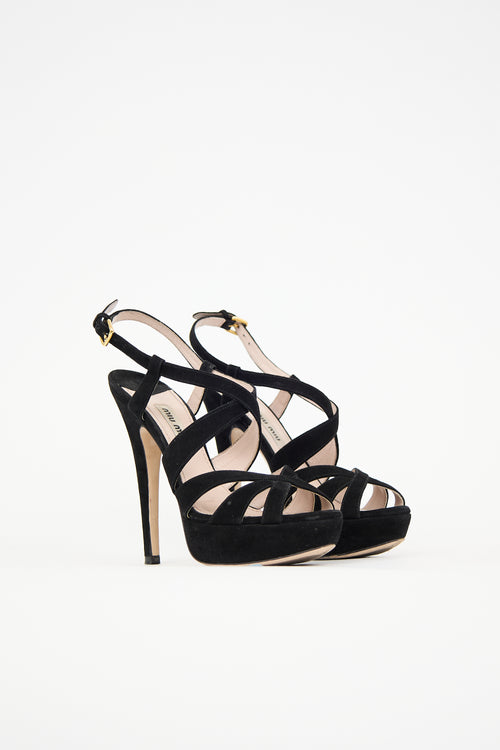 Miu Miu Suede Strappy Platform Heel