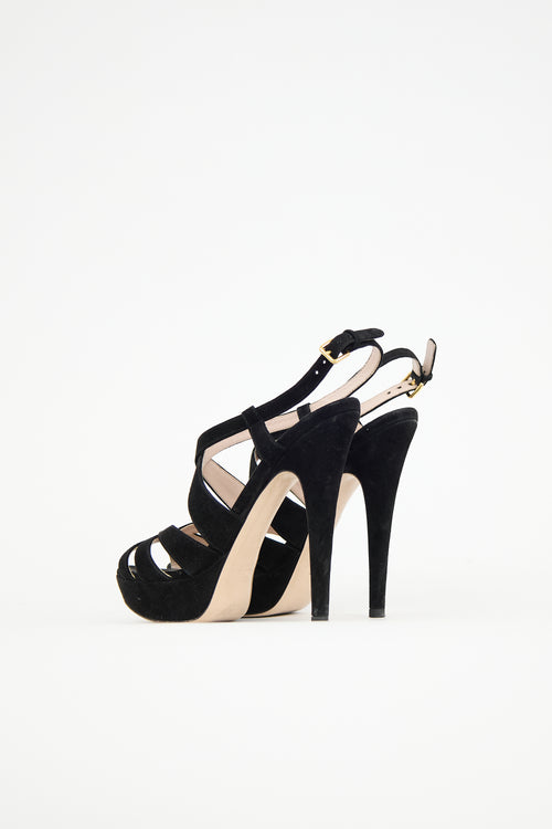 Miu Miu Suede Strappy Platform Heel