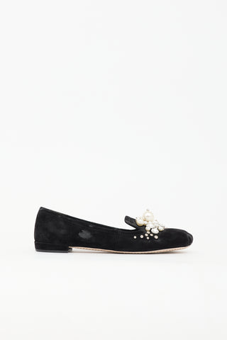 Miu Miu Suede Embellished Flat