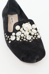 Miu Miu Suede Embellished Flat