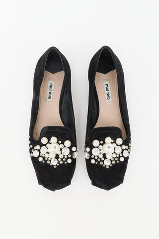 Miu Miu Suede Embellished Flat