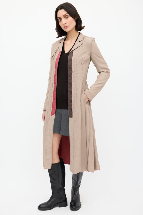 Miu Miu Taupe Exposed Seam Coat