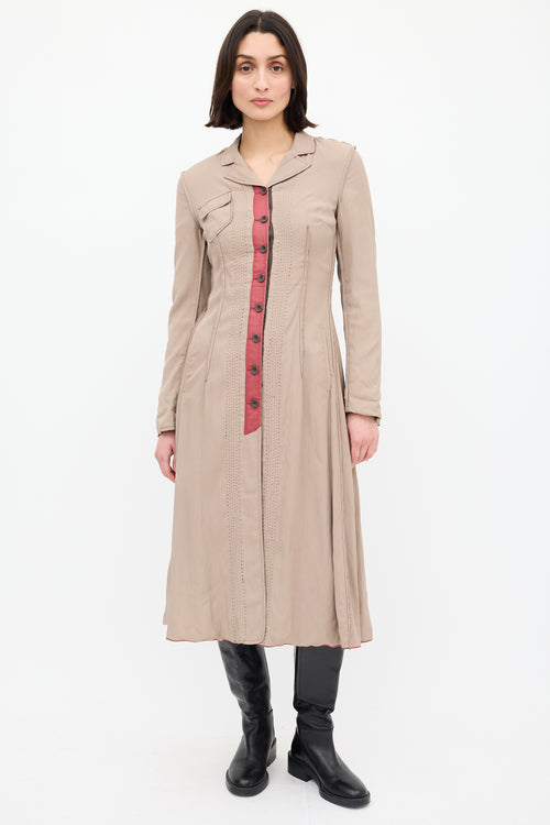 Miu Miu Taupe Exposed Seam Coat