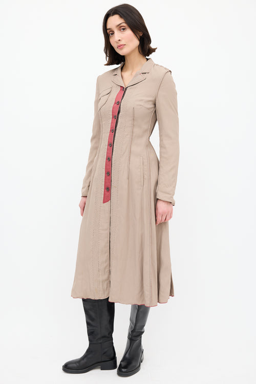 Miu Miu Taupe Exposed Seam Coat