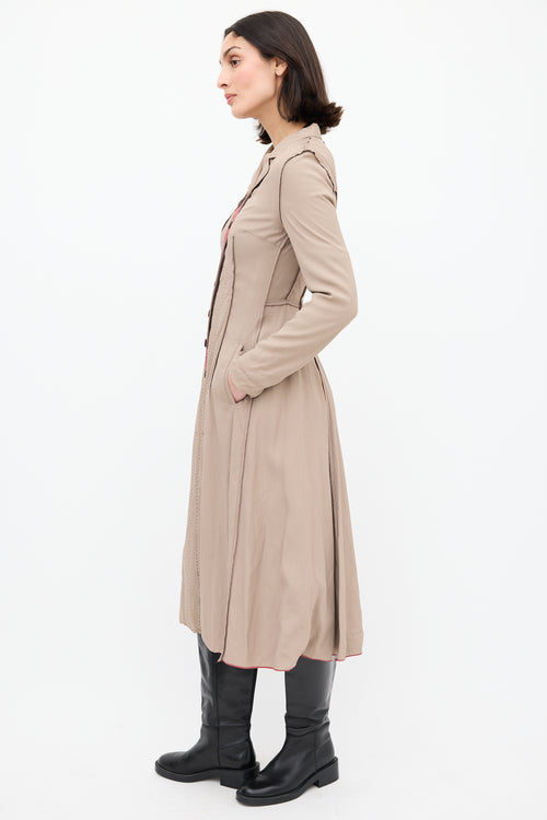 Miu Miu Taupe Exposed Seam Coat