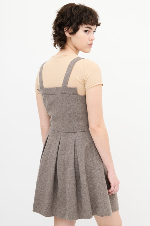 Miu Miu Taupe Wool Sleeveless Midi Dress