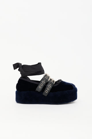 Miu Miu Velvet Platform Ballet Flat