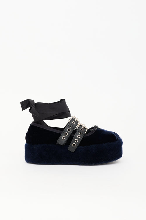 Miu Miu Velvet Platform Ballet Flat