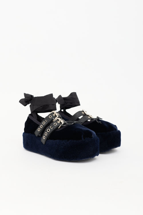 Miu Miu Velvet Platform Ballet Flat