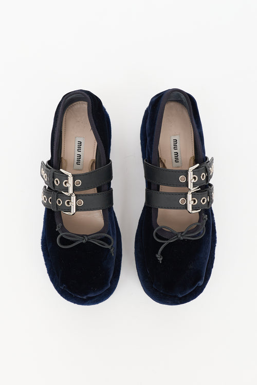Miu Miu Velvet Platform Ballet Flat