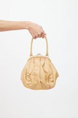 Miu Miu Vintage Beige Leather Contrast Stitch Clutch