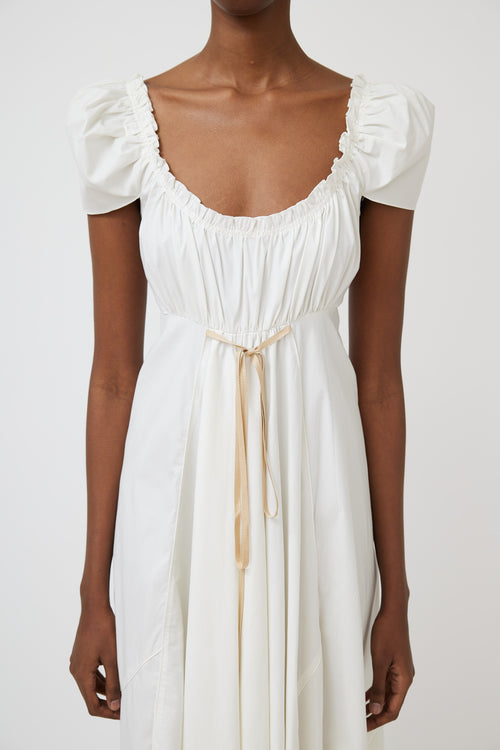 Miu Miu White & Beige Tie Waist Dress