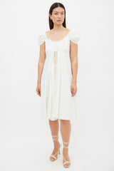 Miu Miu White & Beige Tie Waist Dress