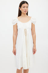 Miu Miu White & Beige Tie Waist Dress