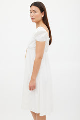 Miu Miu White & Beige Tie Waist Dress