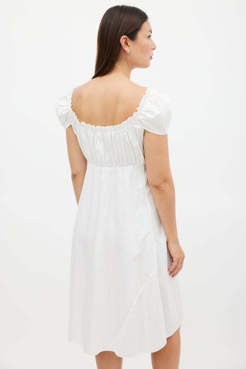 Miu Miu White & Beige Tie Waist Dress