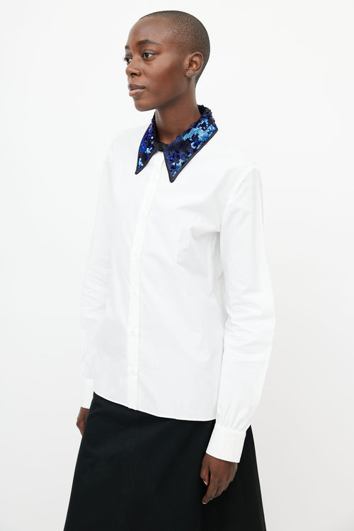 Miu Miu White & Multicolour Sequin Shirt