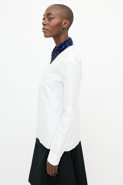 Miu Miu White & Multicolour Sequin Shirt