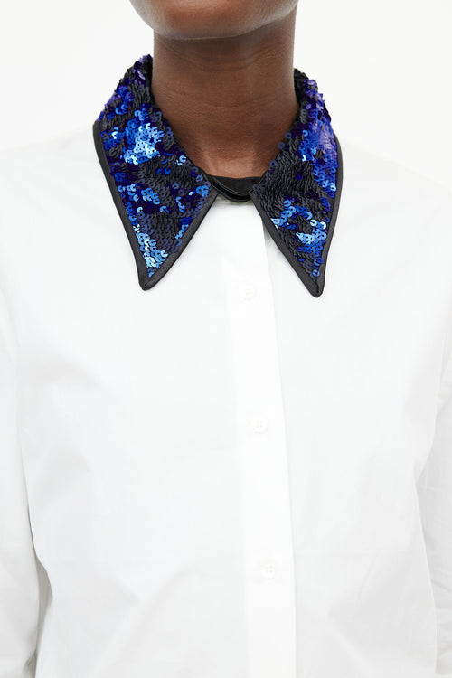 Miu Miu White & Multicolour Sequin Shirt