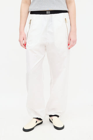 Miu Miu White Silk Blend Technical Joggers