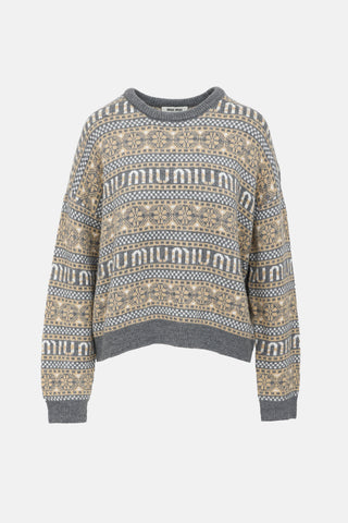 Miu Miu Wool Knit Fair Isle Sweater